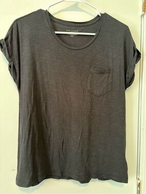 Max Studio Charcoal Short-Sleeve Pocket Tee